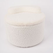 Pouf enfant avec rangement - Blanc avec crème