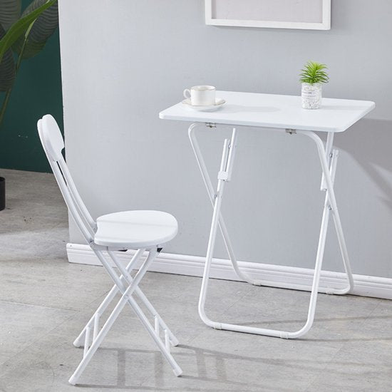 Ceruzo Table pliante pour enfants avec chaise - Blanc - Pliable - MDF - Métal