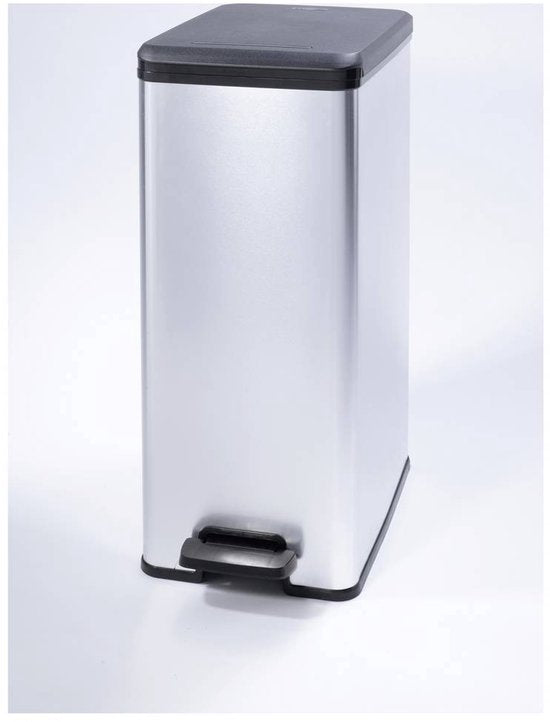 Poubelle Curver Decobin Slim - 40 litres - Metallic