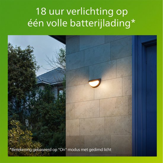 Applique murale Philips Swyn Solar - Énergie solaire - Lumière blanc chaud : 2700 K - Noir - Deux modes d'éclairage - Capteur crépusculaire - Détecteur de mouvement - IP44 : résistante aux intempéries - Éclairage extérieur solaire