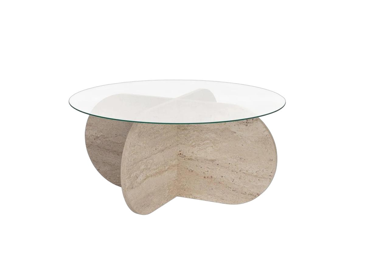 Table basse Kalune Design Aeris - Transparente - Travertin - 110 x 60 x 40 cm