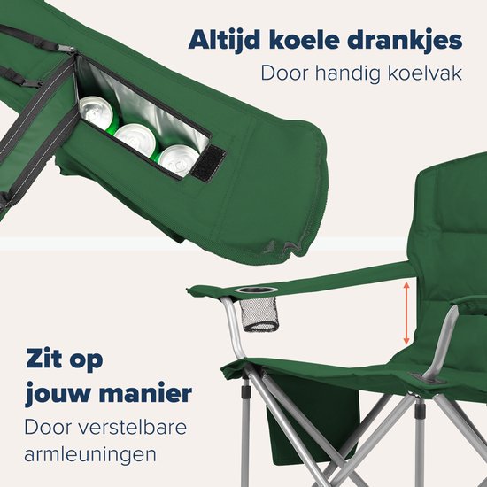 TRVLMORE Chaise de camping XL - pliable - capacité de charge 150KG - sac de transport inclus - chaise pliante - chaise de pêche - chaise de camping - chaise pliante - vert