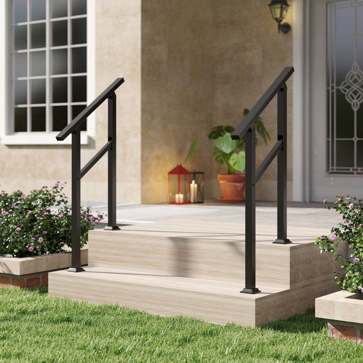 Mains courantes Coast - fixation latérale - angle réglable - noir - 70 cm