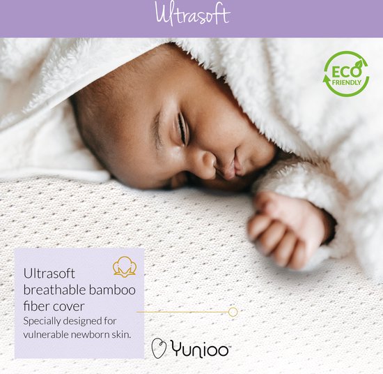 Yunioo - Matelas à langer pliable | Matelas à langer | Matelas universel pour panier à langer, panier mosaïque, landau et lit d'enfant | avec housse ultra-douce, déperlante et amovible | soutient une bonne cause | 79 x 41 x 3 cm