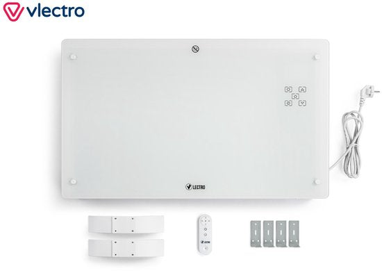 Vlectro - Cuisinière électrique et convecteur - 2000W - Affichage LED et télécommande - Métal blanc et plastique - Montage mural et autoportant - Efficacité énergétique avec thermostat