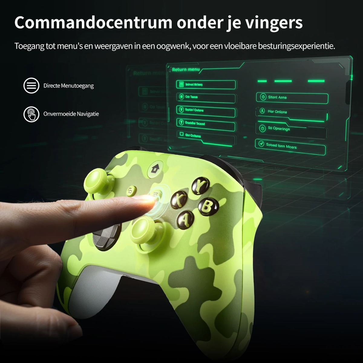 Manette de jeu sans fil Rexsun WR007 - Vert camouflage - 2,4 GHz, Xbox One/PC, fonction de vibration
