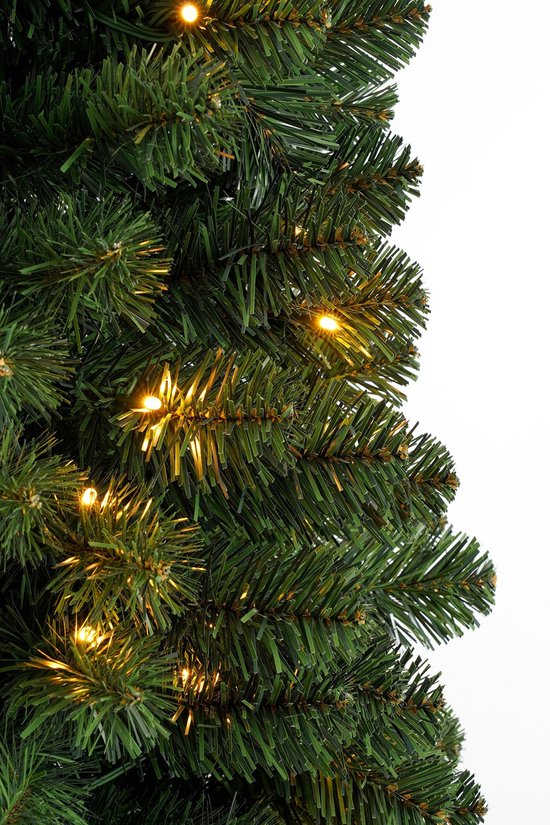 Black Box Trees Charlton : petit sapin de Noël avec minuterie et fonction de variation d'intensité lumineuse - Décoration de Noël d'intérieur pour les fêtes de fin d'année - Sapin artificiel à charnières - H 215 x Ø 56 cm - Vert