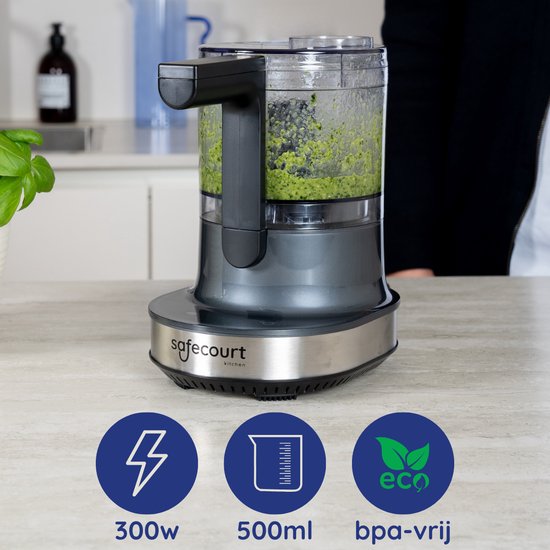 Safecourt Kitchen Chopper - Hachoir alimentaire - Lames flottantes - Broyeur à glace - 700ml - Noir/RSF