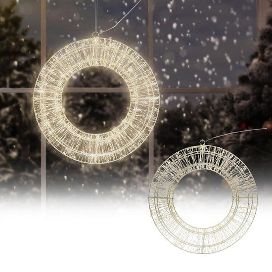 Couronne lumineuse - blanc chaud - D38 cm - métal - guirlande de Noël - couronne de Noël lumineuse