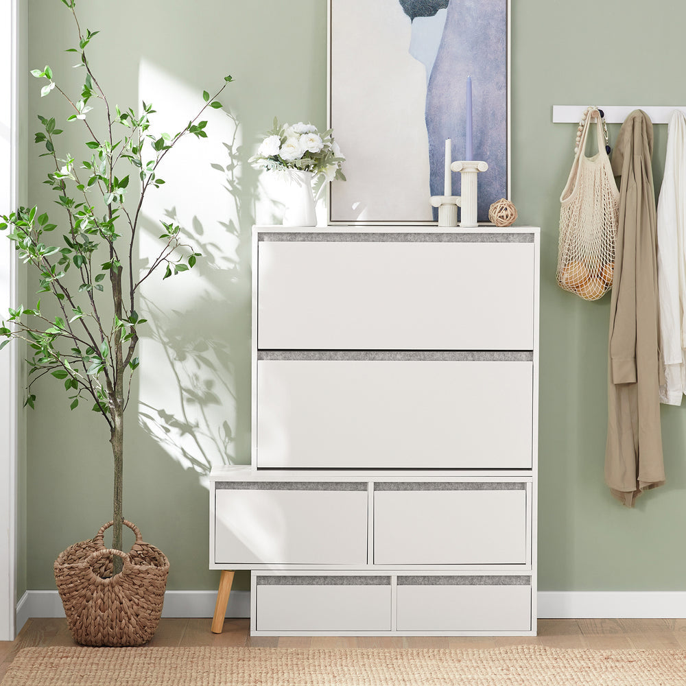 SoBuy Meuble de rangement pour chaussures - Bois - Avec 1 banc à chaussures mobile - 124-92x24x126cm