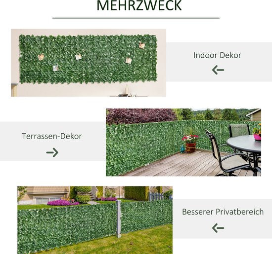 Haie artificielle Outsunny - lavable - résistante aux UV et aux intempéries - vert foncé