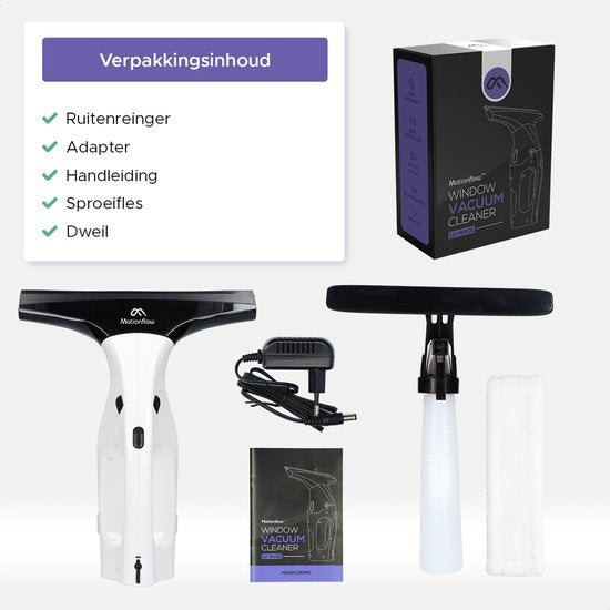 Nettoyeur de vitres électrique - Motionflow - avec vaporisateur  - Rechargeable