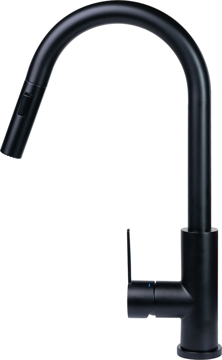 Mizzo Trigo Robinet de cuisine avec douchette extractible - Mélangeur haut 44 cm - Mat - Noir