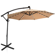 Parasol sur pied Coast avec éclairage LED - panneau solaire - orientable et inclinable - couleur café, 300 cm