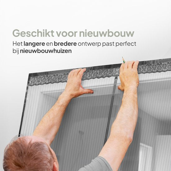 O'DADDY® Rideau de porte Deluxe FIBER - Rideau anti-moustiques magnétique - Pour les nouvelles constructions et les portes standard - Installation facile - Moustiquaire de porte noire - 150x260 cm