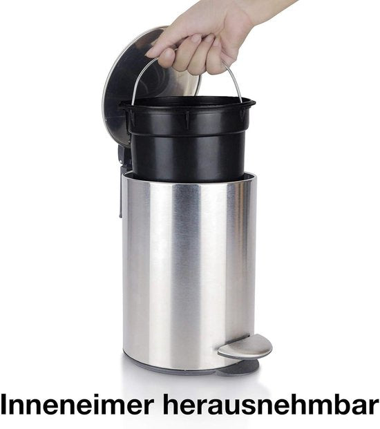 Seau de salle de bains 3 l acier inoxydable mécanisme de fermeture douce poubelle poubelle argent chrome métal