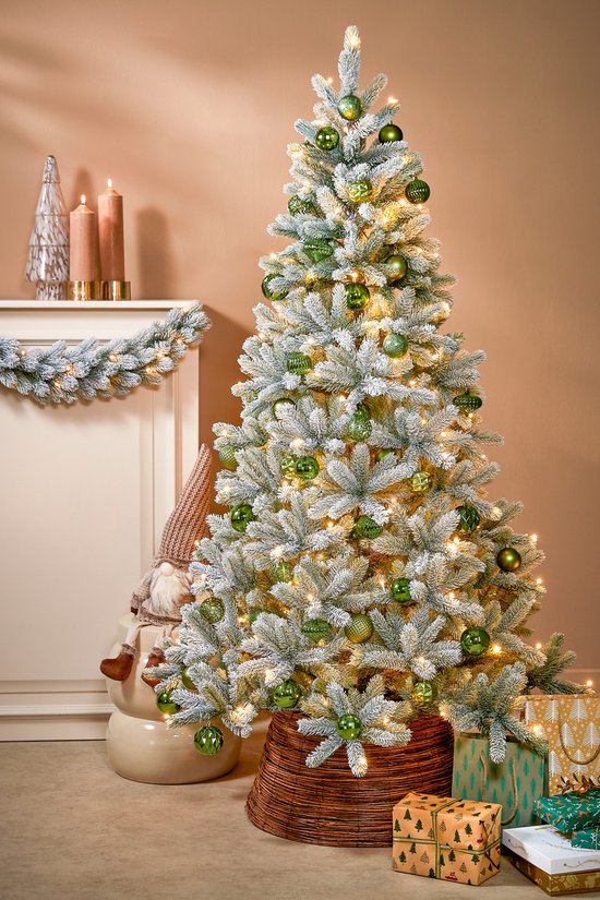 Black Box Trees Nagoya Artificial Christmas Tree with Warm White LED Lights - H180 x Ø108 cm - Green Frosted