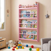 Étagère murale pour livres enfants Coast - peu encombrante - 4 étagères - blanc/rose