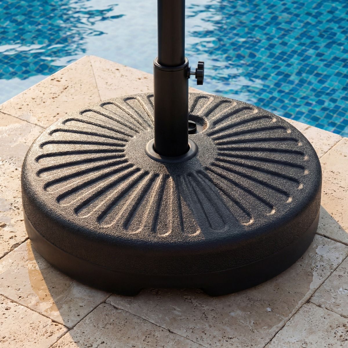 Pied de parasol Coast - rechargeable avec de l'eau ou du sable - fixations réglables - noir Ø 51 cm