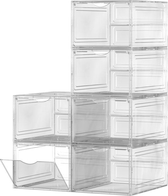 SONGMICS - Boîtes à chaussures - Boîtes à chaussures en plastique - Lot de 12 - Empilables - Montage facile