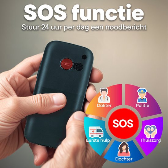 Denver Seniors Mobile Phone 4G - Grandes touches - Touche SOS - Grandir sans smartphone - Station de recharge - GSM - Full NL et FR - BAS18600L