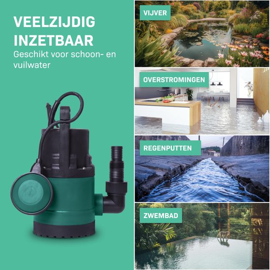 Pompe submersible VONROC / Pompe à eau 300 W – 6 500 l/h – Pour eaux claires et légèrement sales – Avec flotteur