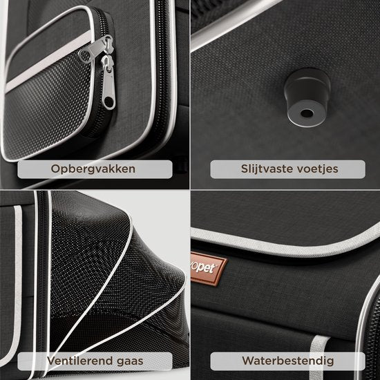 Panier de vélo pour chien TrevoPet® à l'avant - Panier de vélo 4 en 1 : panier pour chien, sac de transport, sac à dos et siège auto - Compatible avec tous les vélos - Pour les chiens jusqu'à 8 kg - Noir