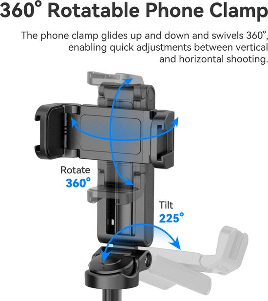 Trépied selfie stick de poche Ulanzi JJ02 pour smartphone - Avec télécommande Bluetooth - Format compact, tient dans la poche - Hauteur maximale : 40 cm - Noir
