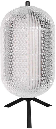 Lampe de table Geripu 3841ZW, Ø 15 cm, en plastique nervuré avec module LED - Transparent/Noir - Design - Mexlite
