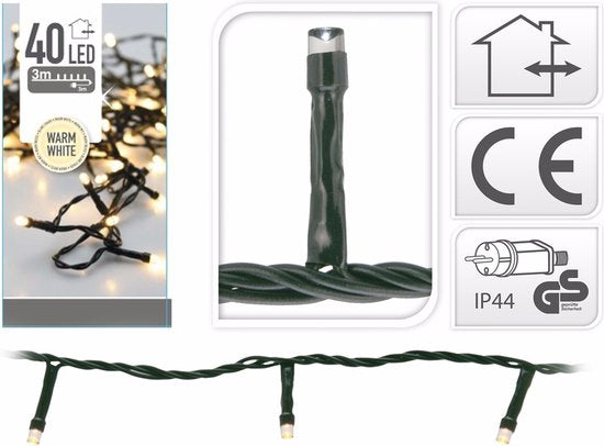 Guirlande lumineuse de Noël - 40 ampoules LED - blanc chaud - 300 cm - guirlande de Noël