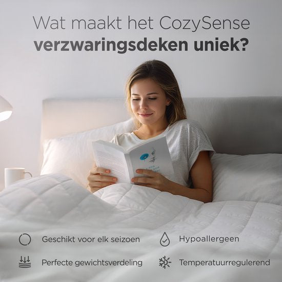 Couverture lestée CozySense® 9kg - 100% Tencel - Couverture lestée - Couverture lourde avec régulation de la température et confort respirant - Répartition de la pression GLASS-Flow® - 1 personne - Blanc