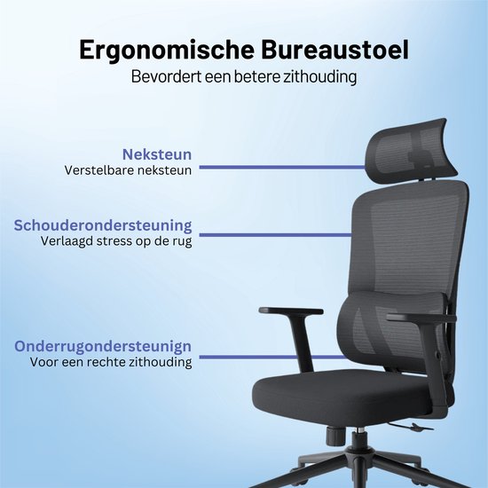 GAME HERO® Ergo G1 Chaise de bureau ergonomique - Chaise de bureau pour adultes - 150 kg - Noir