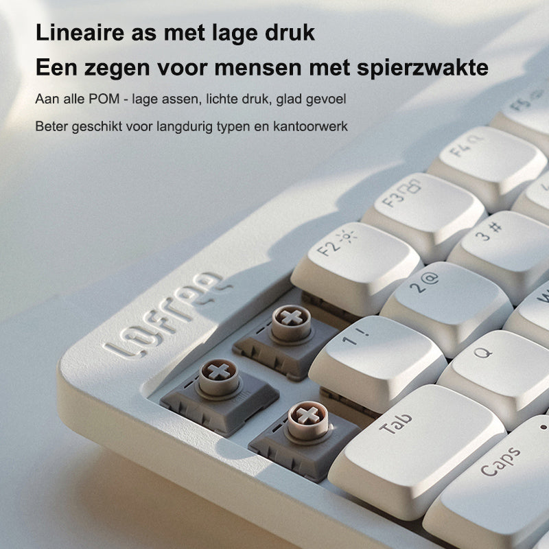 Clavier de bureau Lofree OE921 75 %, tri-mode, disposition QWERTY US, 84 touches, commutateurs linéaires à profil bas, batterie de 2 000 mAh, molette de réglage du volume, rose