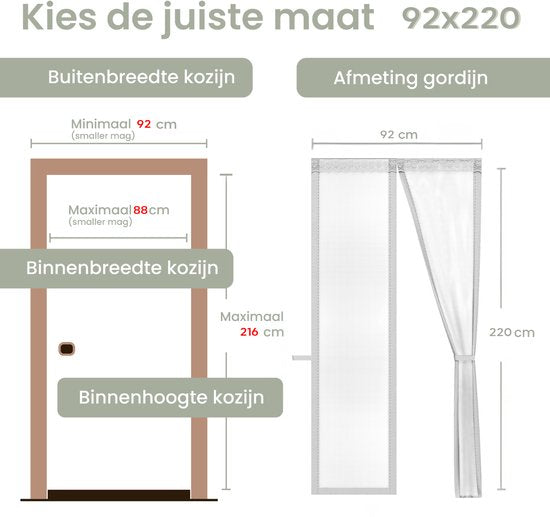 O'DADDY® Rideau de porte Deluxe FIBER - Rideau anti-moustiques magnétique - Pour les nouvelles constructions et les portes standard - Installation facile - Moustiquaire de porte blanche - 92x220 cm