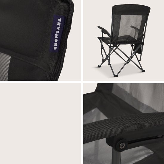 TRVLMORE Chaises de camping - pliables - 2-Pack - Capacité de charge 120KG - Sac de transport inclus - Chaise pliante - Chaise de pêche - Chaise de camping - Chaise pliante - Noir