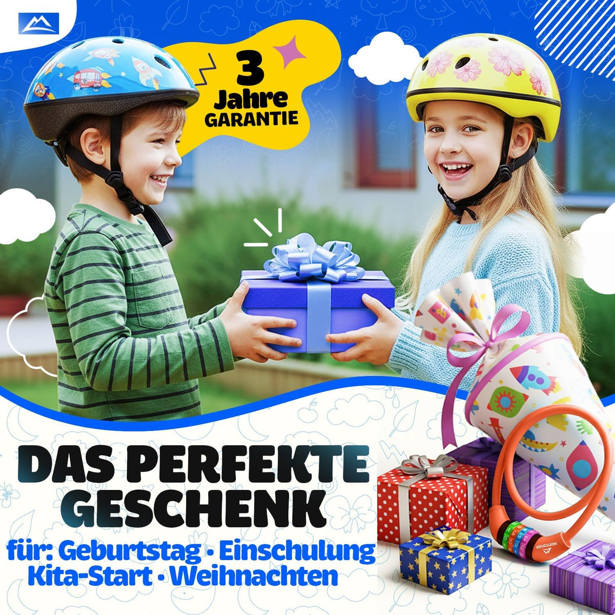 NEXTCOVER® Cadenas à vélo pour enfants - Code numérique à 4 chiffres - Cadenas à combinaison pour vélo avec chiffres colorés - Cadenas pour scooter Extra robuste et sûr - Rouge