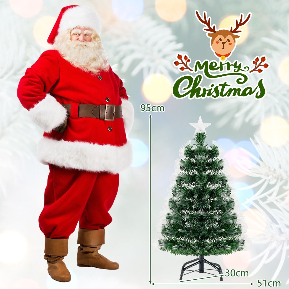 Sapin de Noël artificiel Coast - guirlande lumineuse en fibre de verre - 93 branches - 95 cm, vert