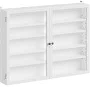 Armoire murale SoBuy avec 2 portes battantes et 4 étagères réglables – Armoire de rangement peu encombrante – Fixation murale – Blanche – FSB113-W