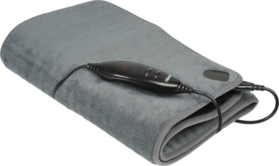 Tristar BW-4772 Couverture chauffante électrique pour chaise - Couverture chauffante - Lavable en machine - Antidérapante - 110 x 40 cm - Polaire - Gris - Chauffage au niveau du bas du dos - Pour 1 chaise/personne