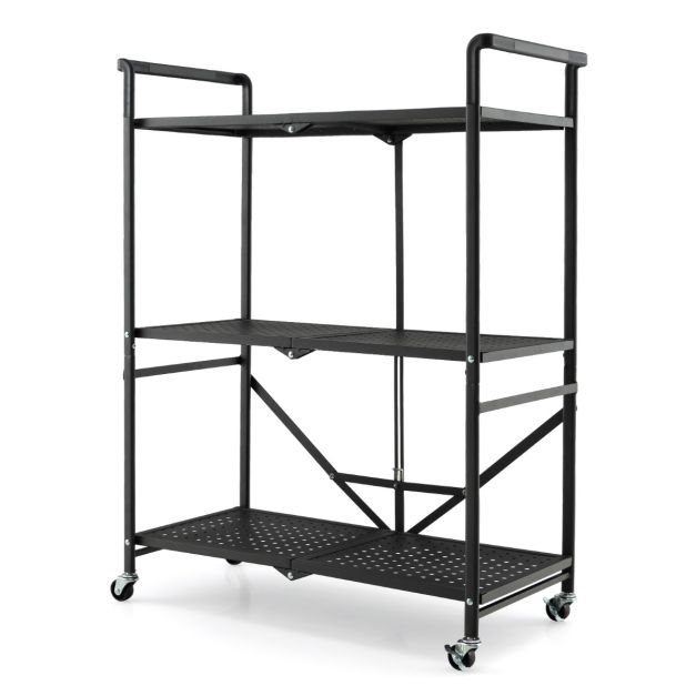 COAST Chariot de service à 4 roues - Pliable - Noir - 72,5 x 33 x 93,5 cm