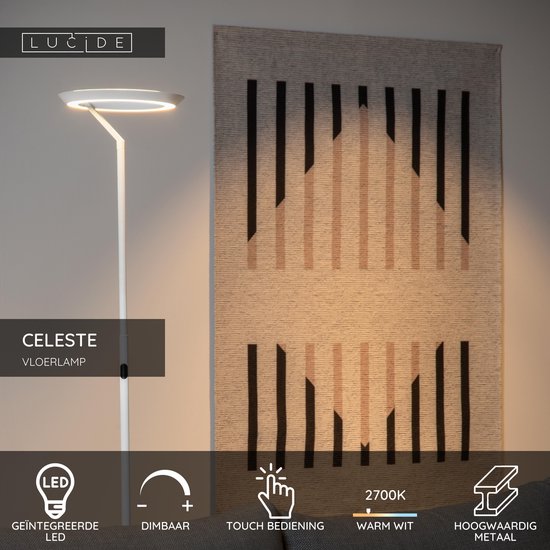 Lucide CELESTE - Lampadaire - Ø 28 cm - LED à intensité variable - 1x21 W 2700 K - Blanc