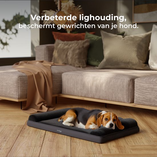 CozySense® Coussin orthopédique pour chien 100 X 70 cm - Taille XL - Imperméable - Convient comme coussin de banc et lit pour chien - Housse lavable - Noir