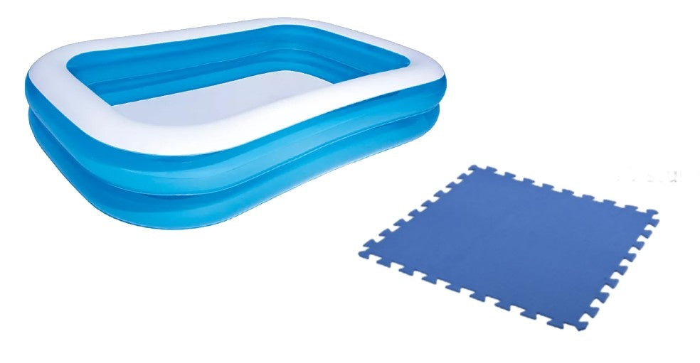 Tapis de sol - Free and Easy - Tapis Piscine - 50 x 50 cm - 27 pièces - 6,75m² - Bleu