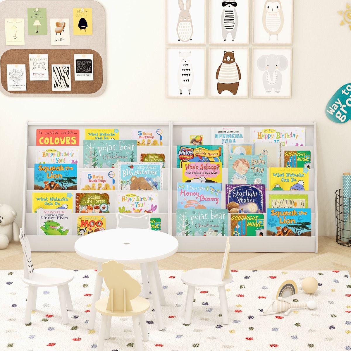 Bibliothèque pour enfants Coast - 5 étagères - bibliothèque sur pied - naturel/blanc - 91 x 38 x 76,5 cm