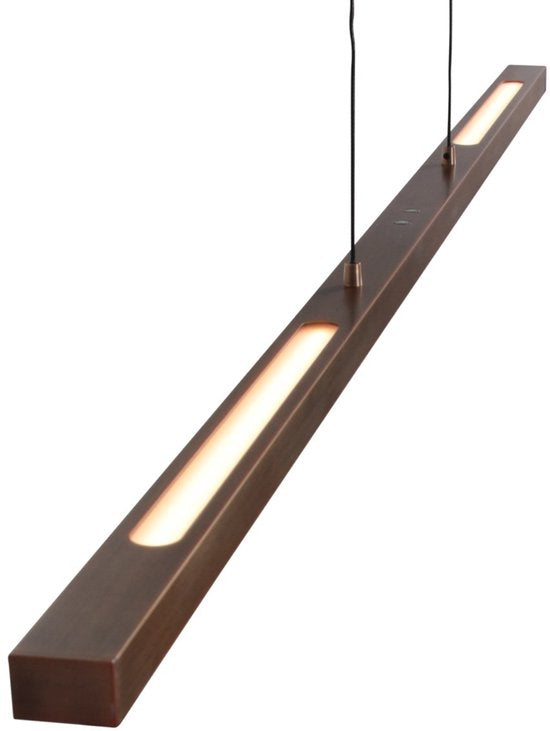 Suspension Bande 3994BR, lampe LED couleur bronze, 114 cm de large, avec système de réglage de la hauteur de Steinhauer, design élégant et moderne dans une teinte chaude