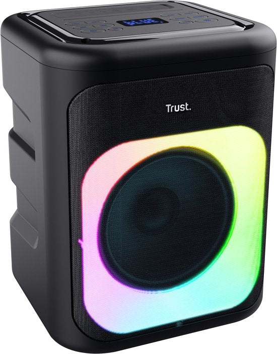 Trust Azura - Enceinte Bluetooth - Partybox - Sans fil - Éclairage RGB - Autonomie maximale de 11 heures - Noir