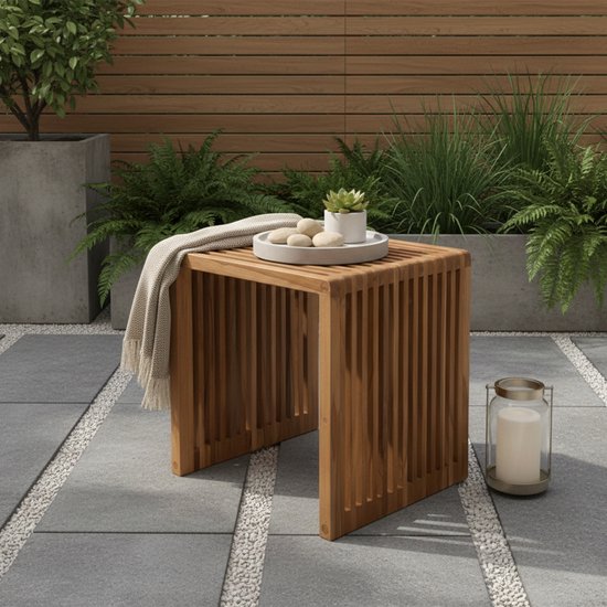 Table d'appoint AXI Liane en teck - Marron – Petite table de jardin en bois - 40 x 35 x 40 cm - 100 % teck – Pour le jardin, la terrasse et le balcon