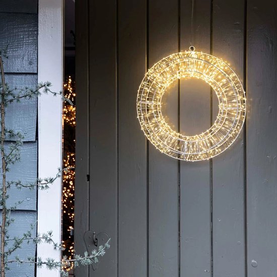 Couronne lumineuse - blanc chaud - D38 cm - métal - guirlande de Noël - couronne de Noël lumineuse