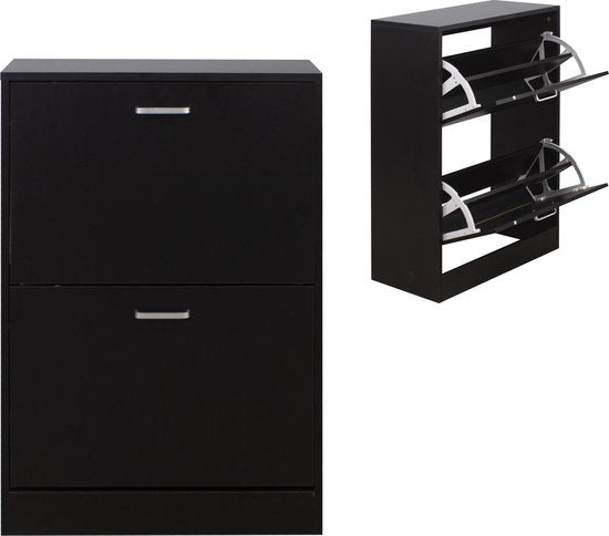 Meuble à chaussures - étagère à chaussures - 2 compartiments - noir