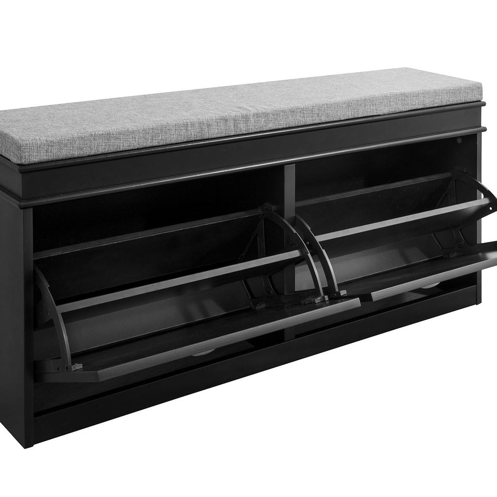 SoBuy FSR64-SCH Meuble de rangement pour chaussures 2 abattants avec coussin - Noir